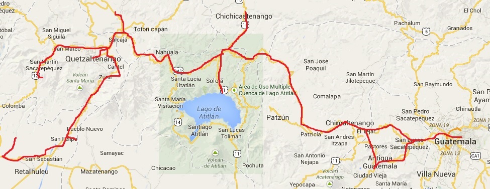 Recorrido de las caminatas que realiza Casa Xelajú con sus estudiantes.